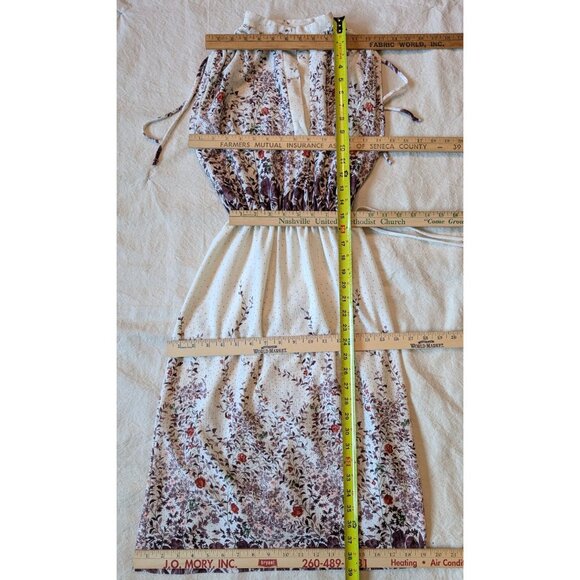 Mara J Jrs. Dress Vintage 70s Women's Cream Floral A Line Mod Size Small - Picture 8 of 10